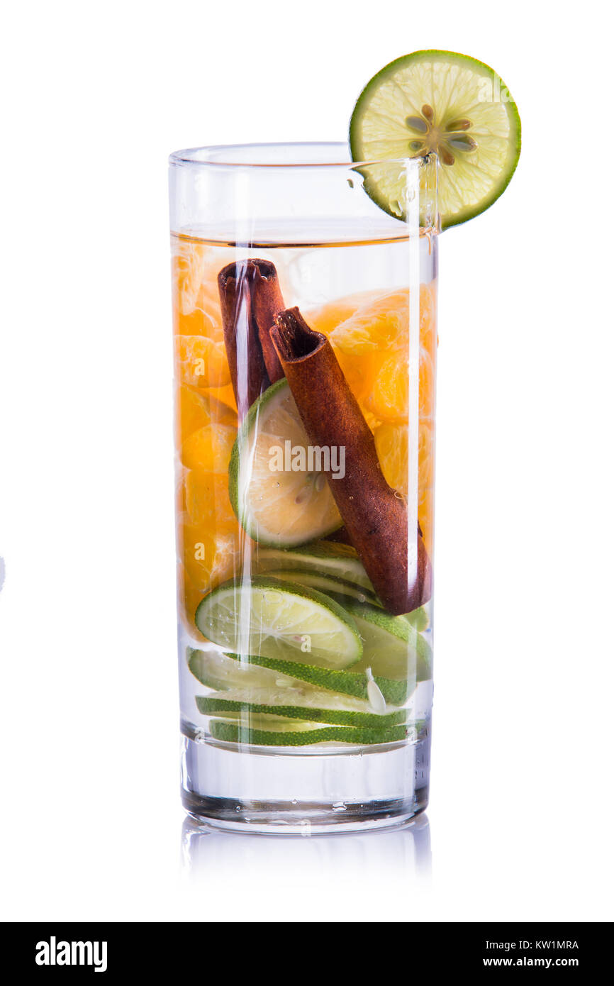 infused water mix of lime, orange and cinnamon Stock Photo Alamy