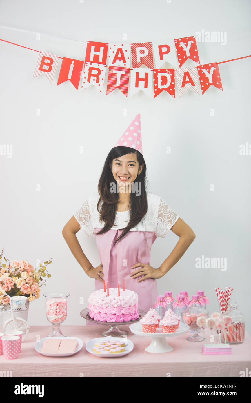 sweet corner of a birthday party Stock Photo Alamy