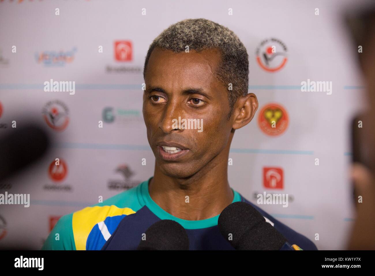 December 29, 2017 - Runner GIOVANI DOS SANTOS (BRA) speaks during the 93st Sao Silvestre Road Race press conference on December 29, in Sao Paulo, Brazil. The race will take place on Sunday, 31. Credit: Paulo Lopes/ZUMA Wire/Alamy Live News Stock Photo