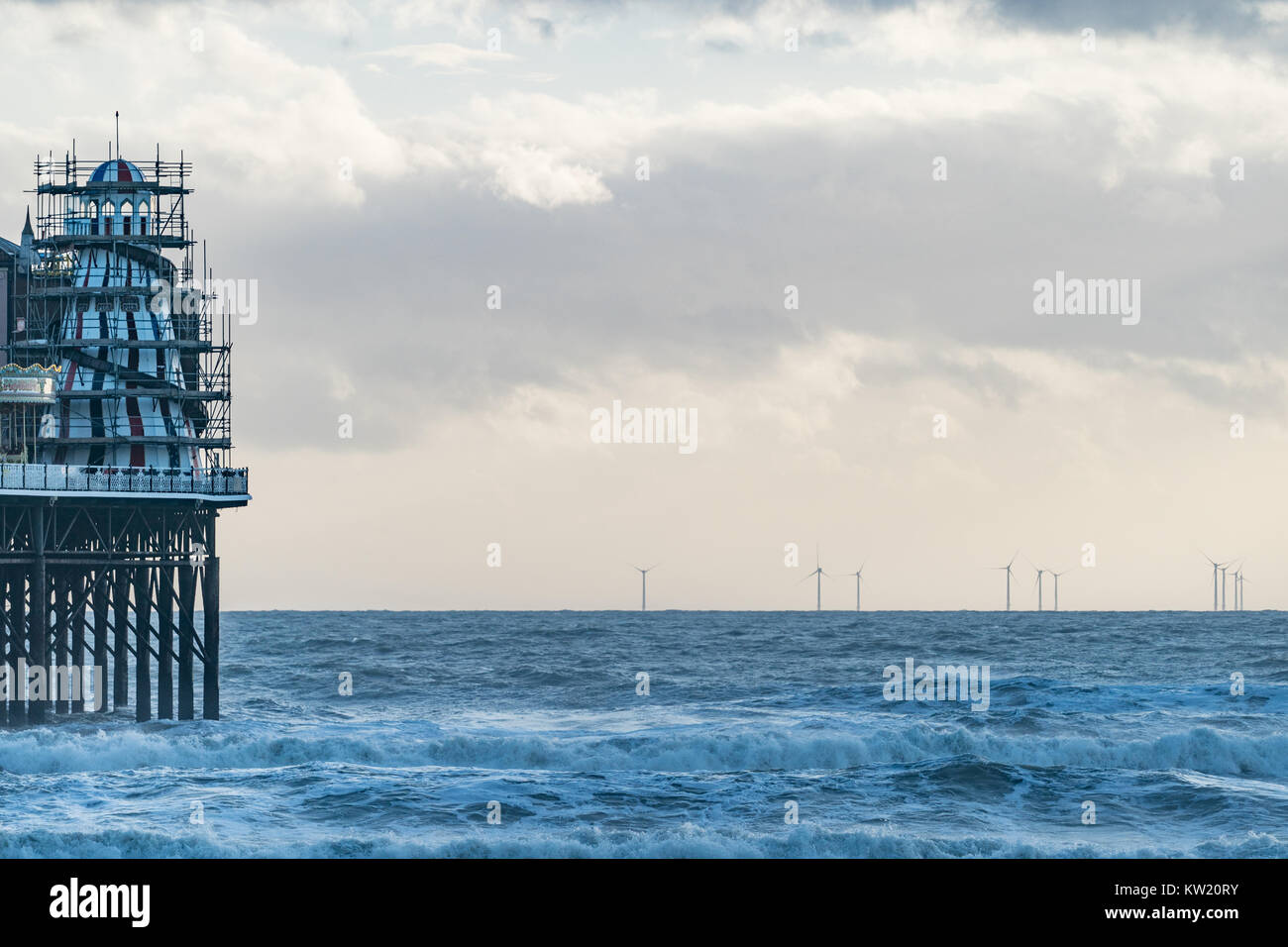 Brighton, UK. 29th December, 2017. A view of wind turbines of the new