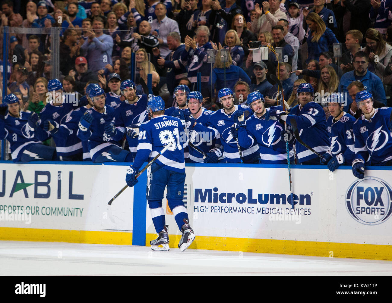 Florida, USA. 29th Dec, 2017. Tampa Bay Lightning center Steven Stamkos