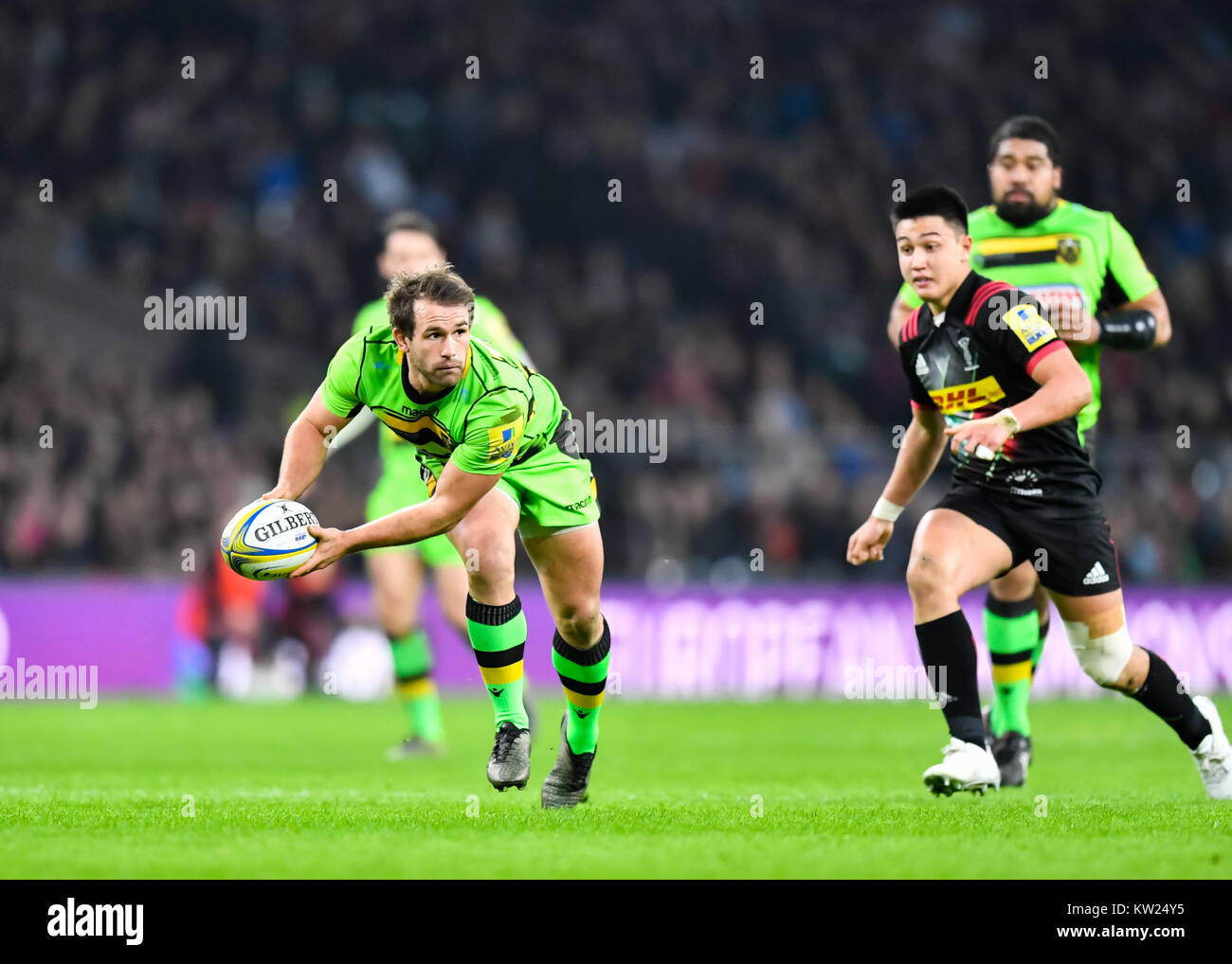 London, UK. 30th December, 2017. Nic Groom of Northampton Saints during Big Game 10 - Aviva Premiership match between Harlequins vs Northampton Saints at Twickenham Stadium on Saturday, 30 December 2017. LONDON ENGLAND. Credit: Taka G Wu/Alamy Live News Stock Photo
