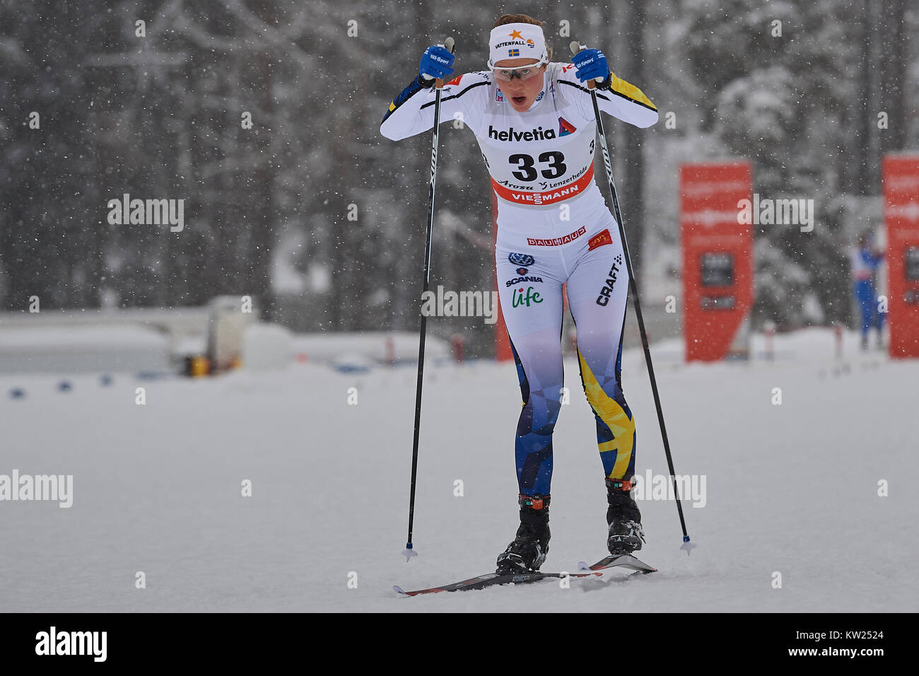 Lenzerheide, Switzerland, 30th December 2017. NORDSTROEM Maria (SWE) during the Ladies’ 1.5 km Sprint Competition at the FIS Cross Country Worldcup Tour de Ski 2017 in Lenzerheide. © Rolf Simeon/Proclaim/Alamy Live News Stock Photo