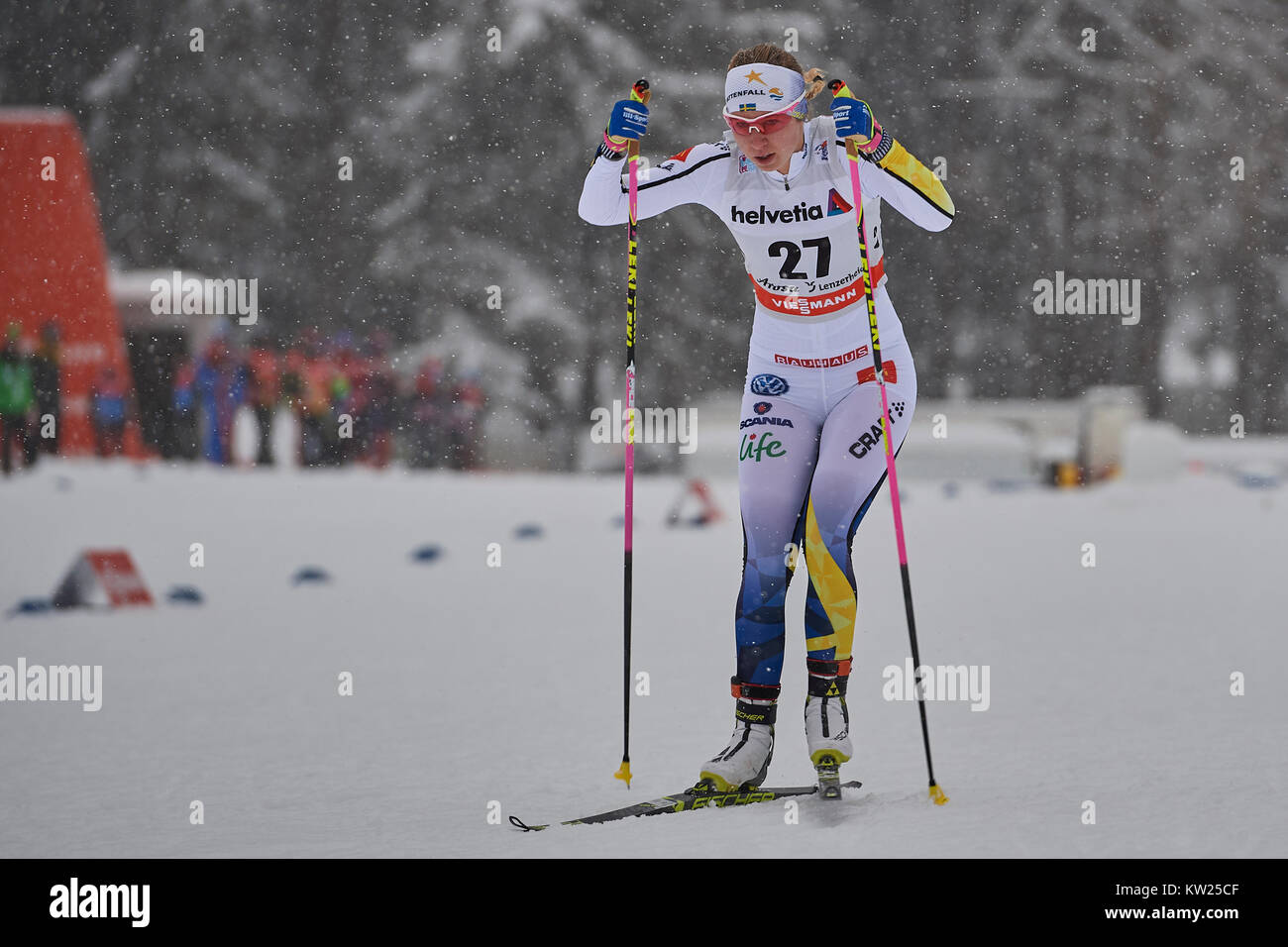 Lenzerheide, Switzerland, 30th December 2017. SETTLIN Evelina (SWE) during the Ladies’ 1.5 km Sprint Competition at the FIS Cross Country Worldcup Tour de Ski 2017 in Lenzerheide. Photo: Cronos/Rolf Simeon/Alamy Live News Stock Photo