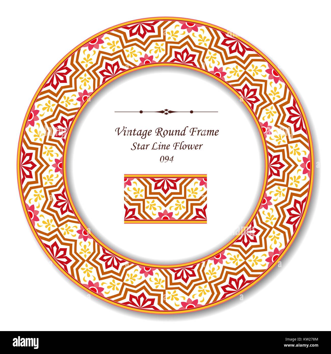 Vintage Round Retro Frame of Star Line Flower Stock Vector Image & Art ...