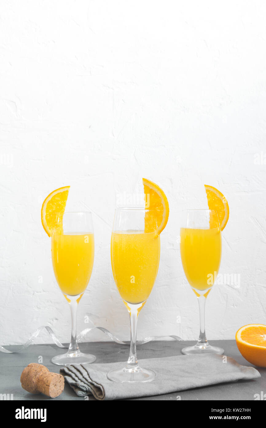 Mimosa drink for party Champagne cocktail Mimosa with Orange juice