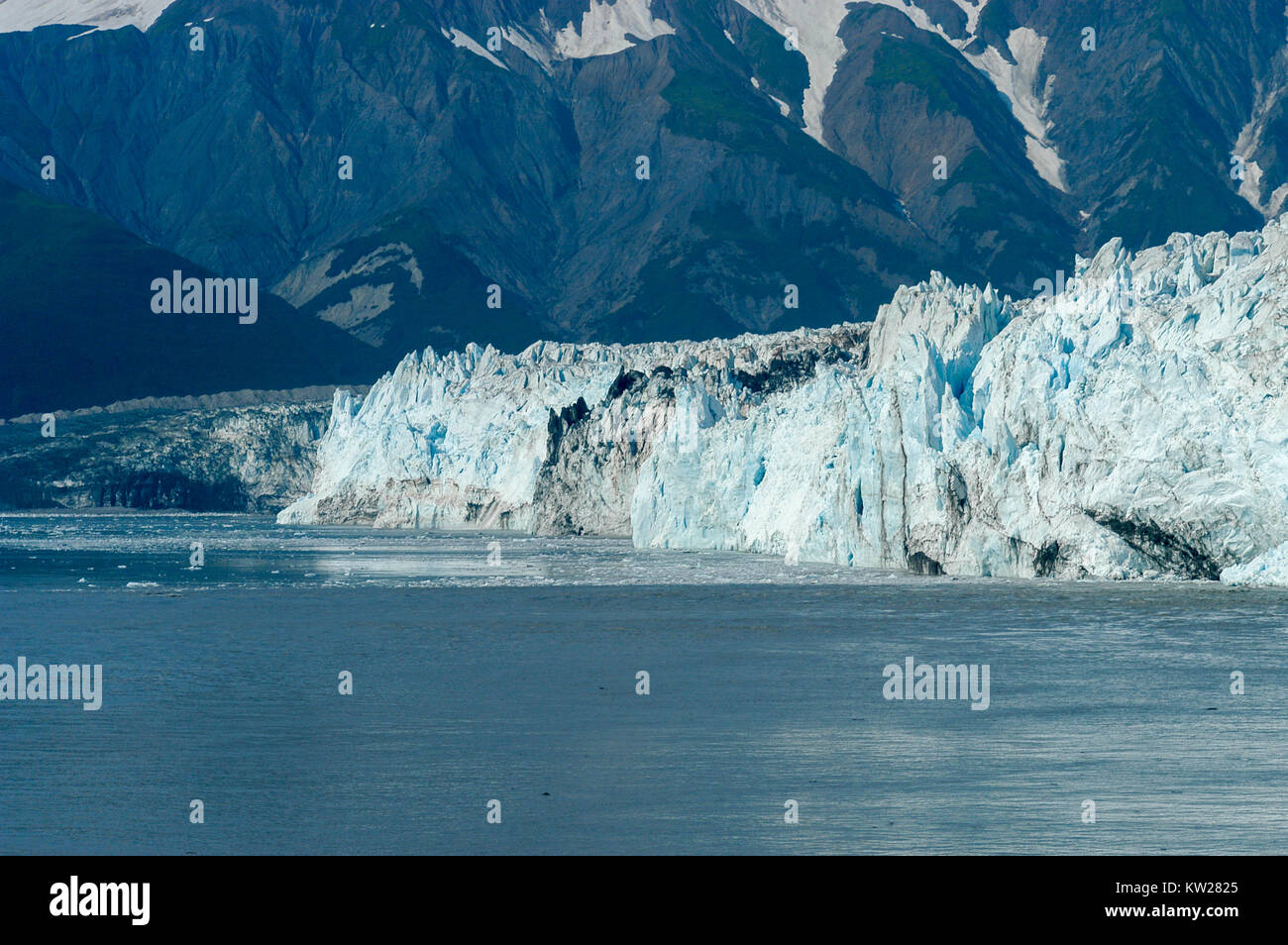 Hubbard Glacier located in eastern Alaska and part of Yukon, Canada, and named after Gardiner Hubbard. Stock Photo