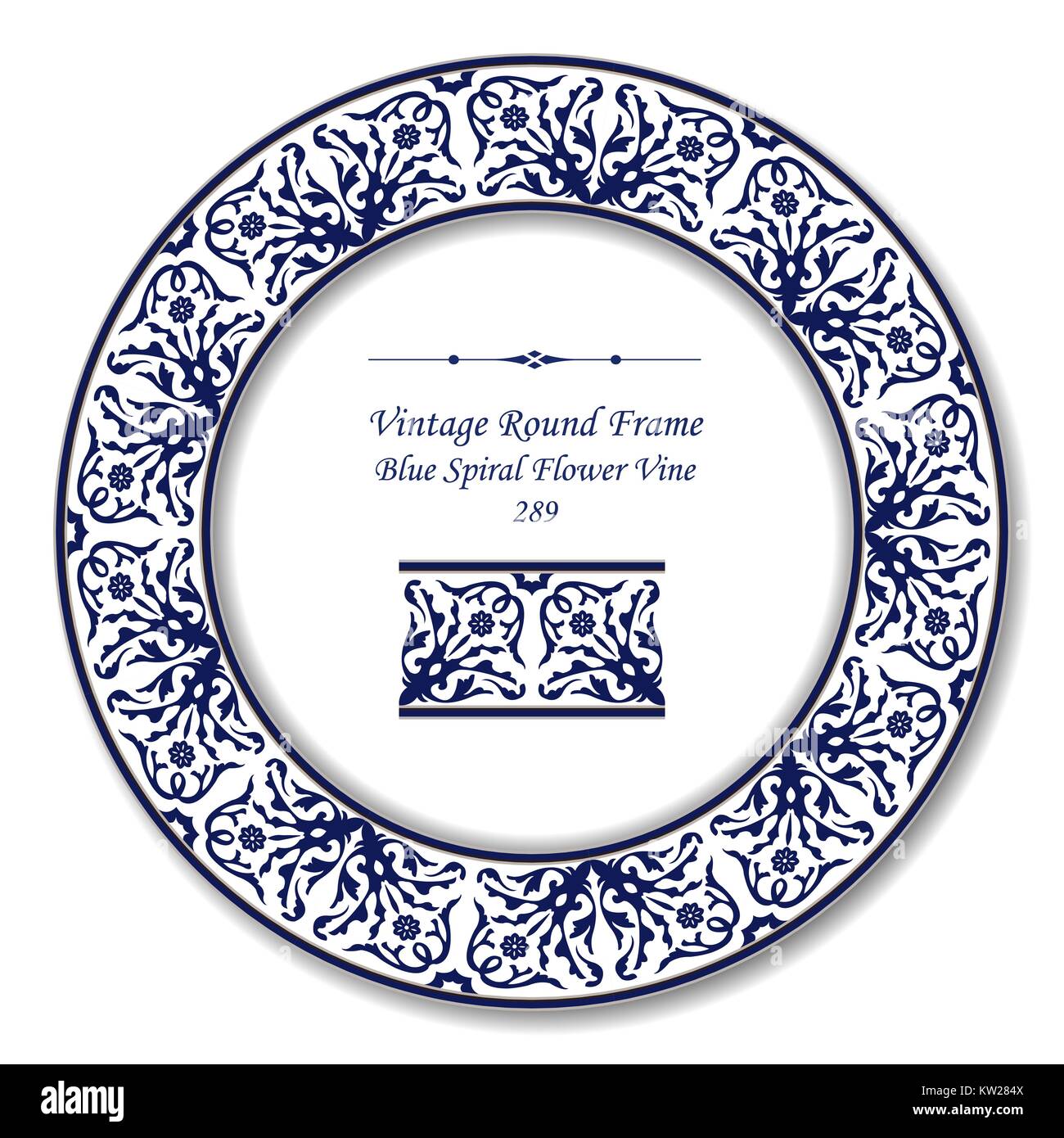 Retro Rond Vintage Round Retro Frame of Blue Spiral Flower Vine Stock Vector Image ...