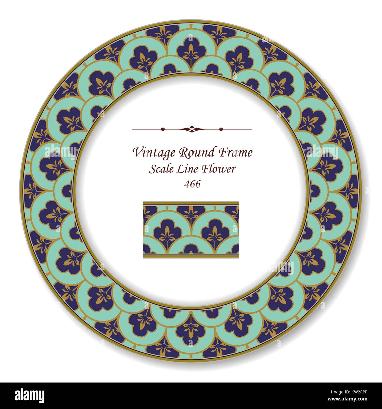 Vintage Round Retro Frame of Green Scale Line Flower Stock Vector Image ...
