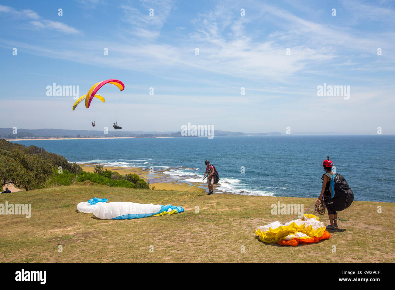 Long Reef aquatic reserve and beach area on Sydney northern beaches , popular location for walkers and paragliders,Sydney,Australia Stock Photo