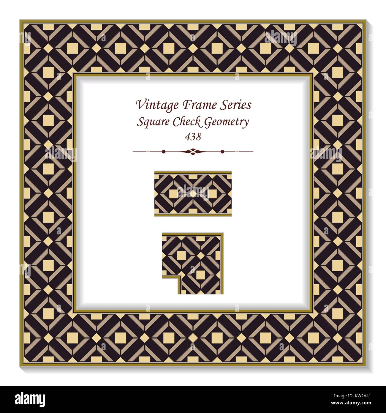 Vintage 3D frame of Square Check Geometry Cross Stock Vector Image ...