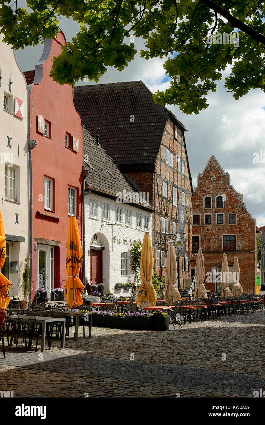 Wismar, historical street of houses mountain Loh, Historischer Strassenzug Lohberg Stock Photo