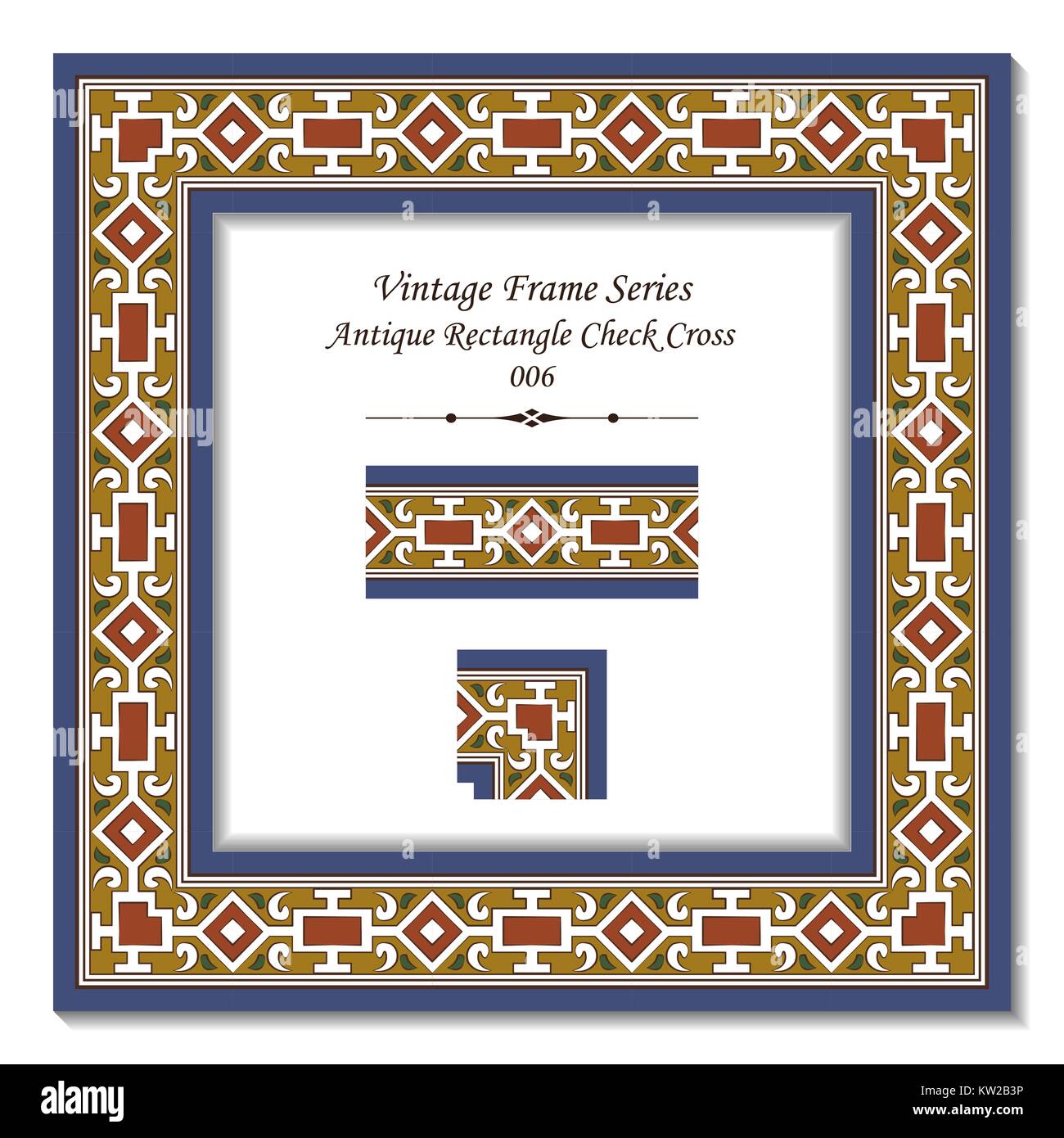 Vintage frame series of Antique Rectangle Check Cross Stock Vector ...