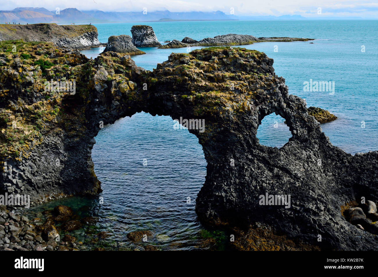 Iceland, Atlantic coast with Arnastapi on the peninsula Sn? ? fellsnes, Island, Atlantikküste bei Arnastapi auf der Halbinsel Snæfellsnes Stock Photo