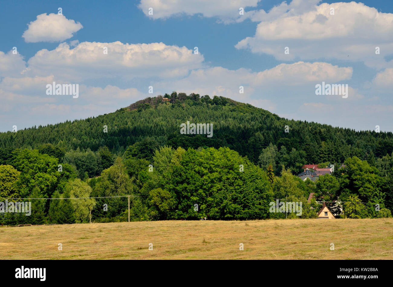 B?hmisches low country, Vlci hora, wolf mountain, Böhmisches Niederland, Vlcí hora, Wolfsberg Stock Photo