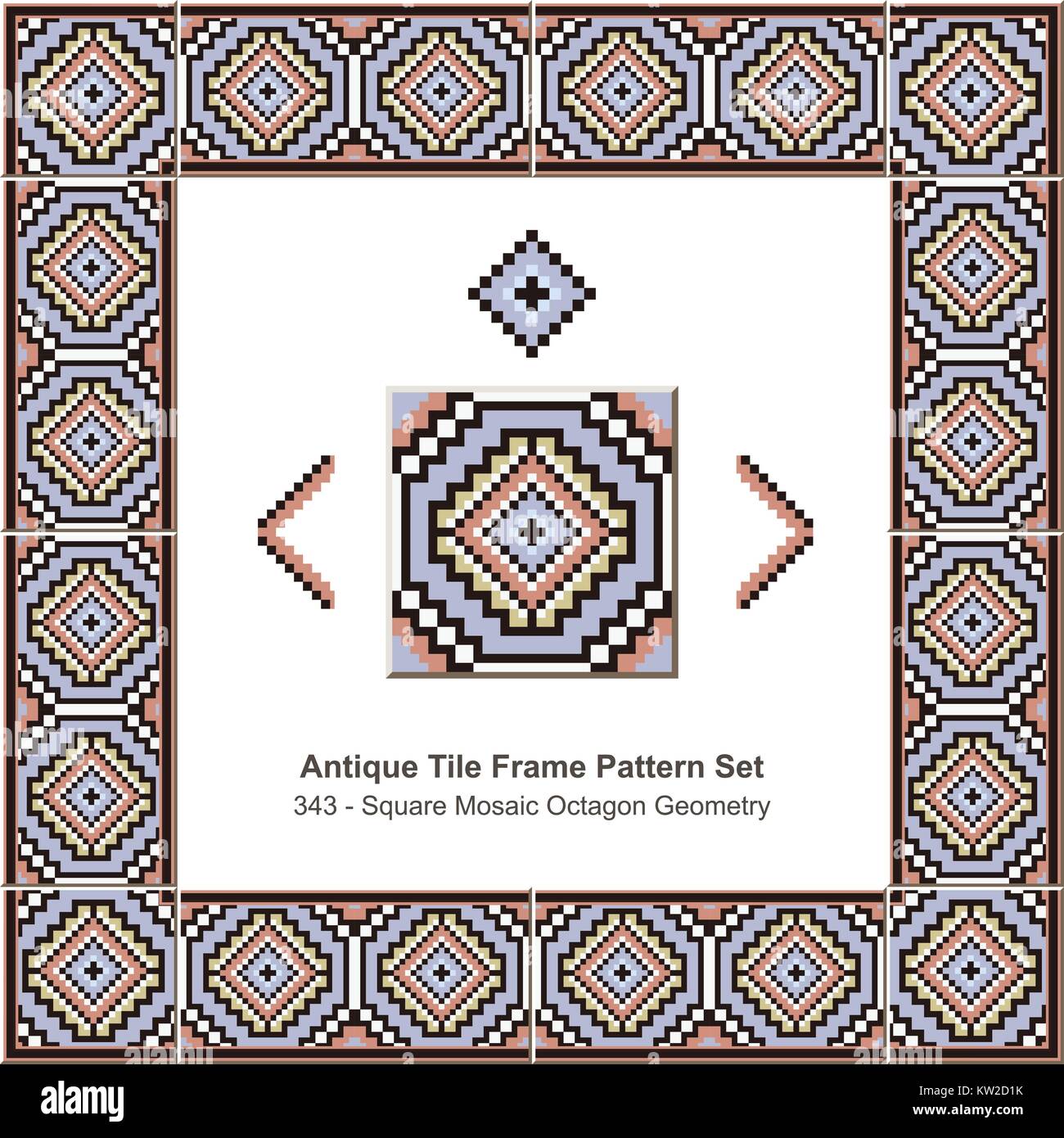 Antique Tile Frame Pattern Set Square Mosaic Octagon Geometry Stock 