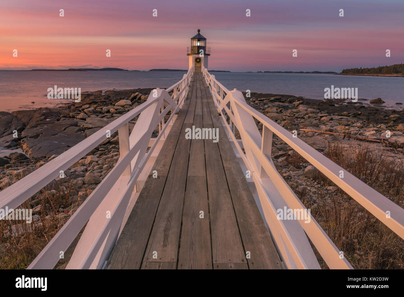 Marshall Point Lighthouse at sunrise Stock Photo