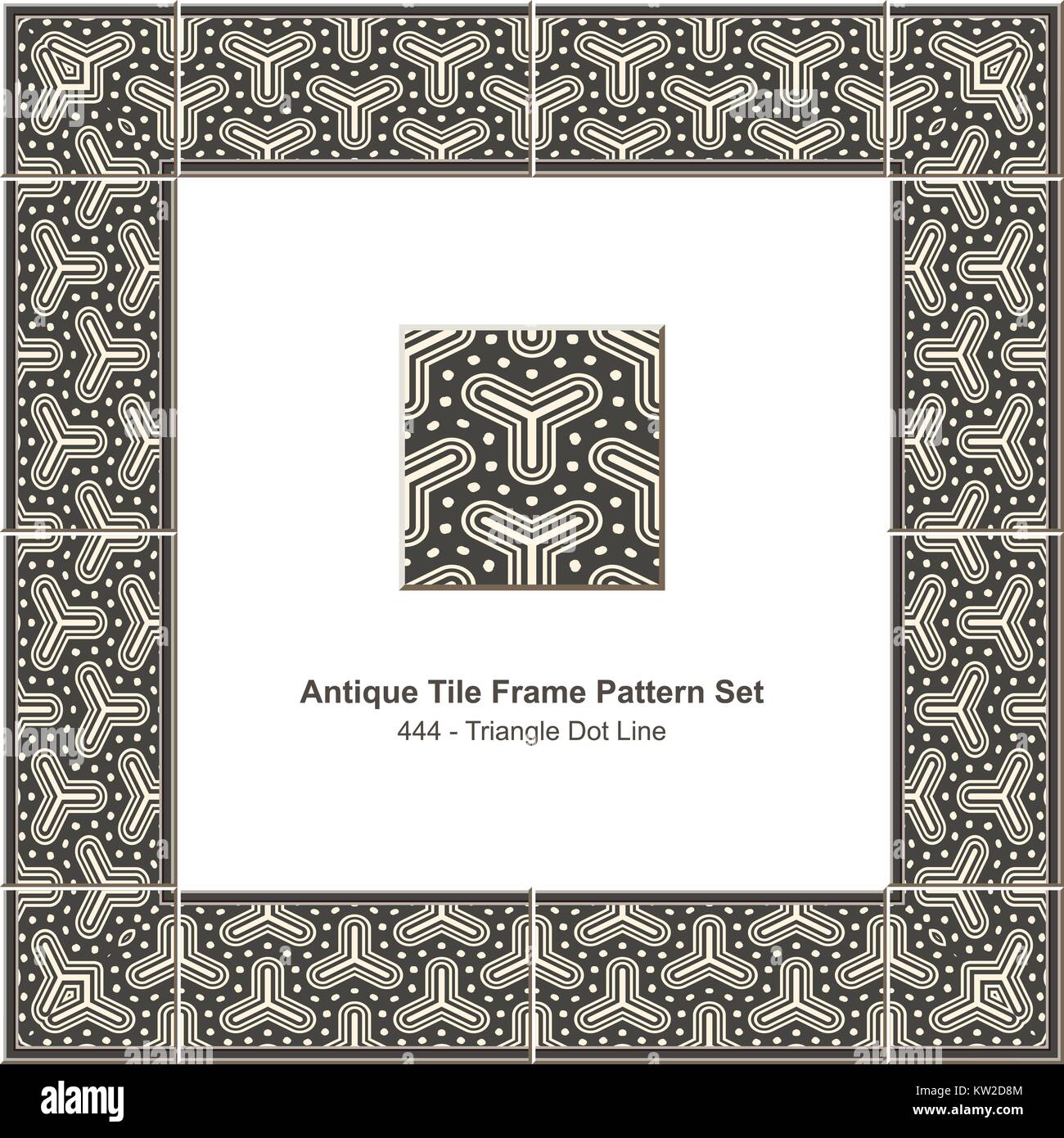 Antique tile frame pattern set Gray Triangle Dot Line Stock Vector ...
