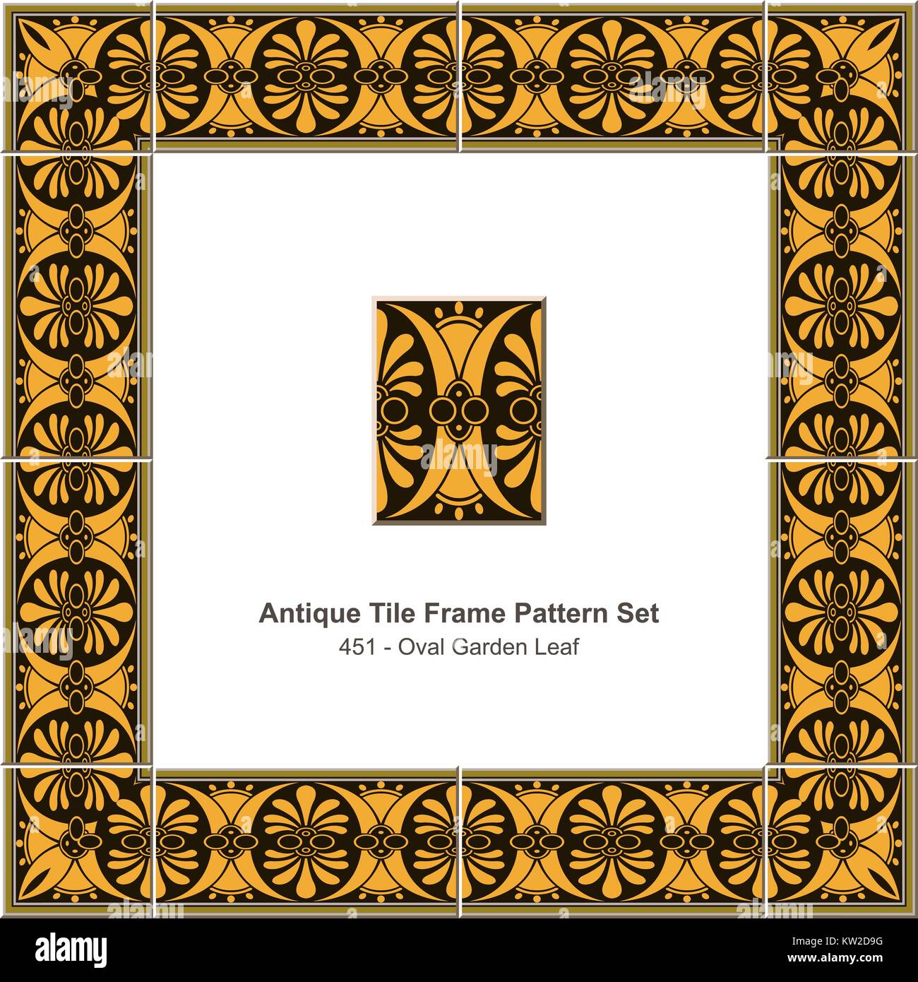 Antique tile frame pattern set Brown Oval Garden Leaf Stock Vector ...
