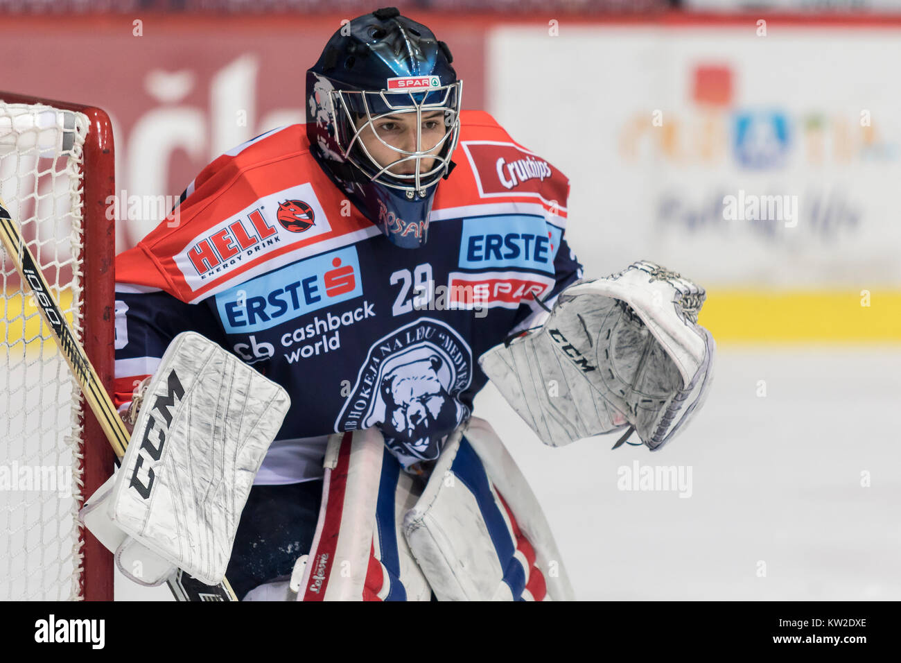 ZAGREB, CROATIA - DECEMBER 28, 2017: EBEL ice hockey league match Stock