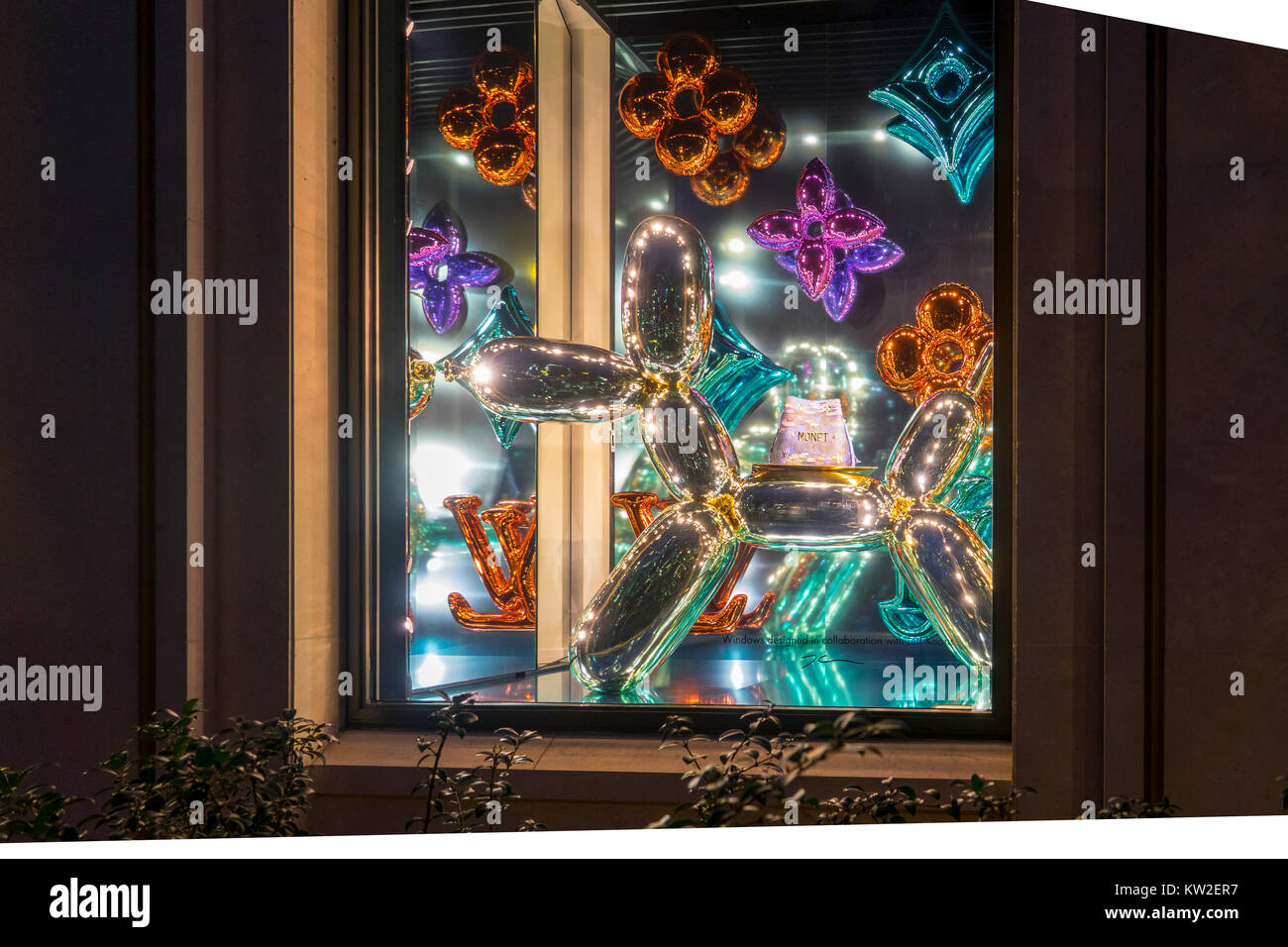 Louis Vuitton Christmas windows, Paris Stock Photo