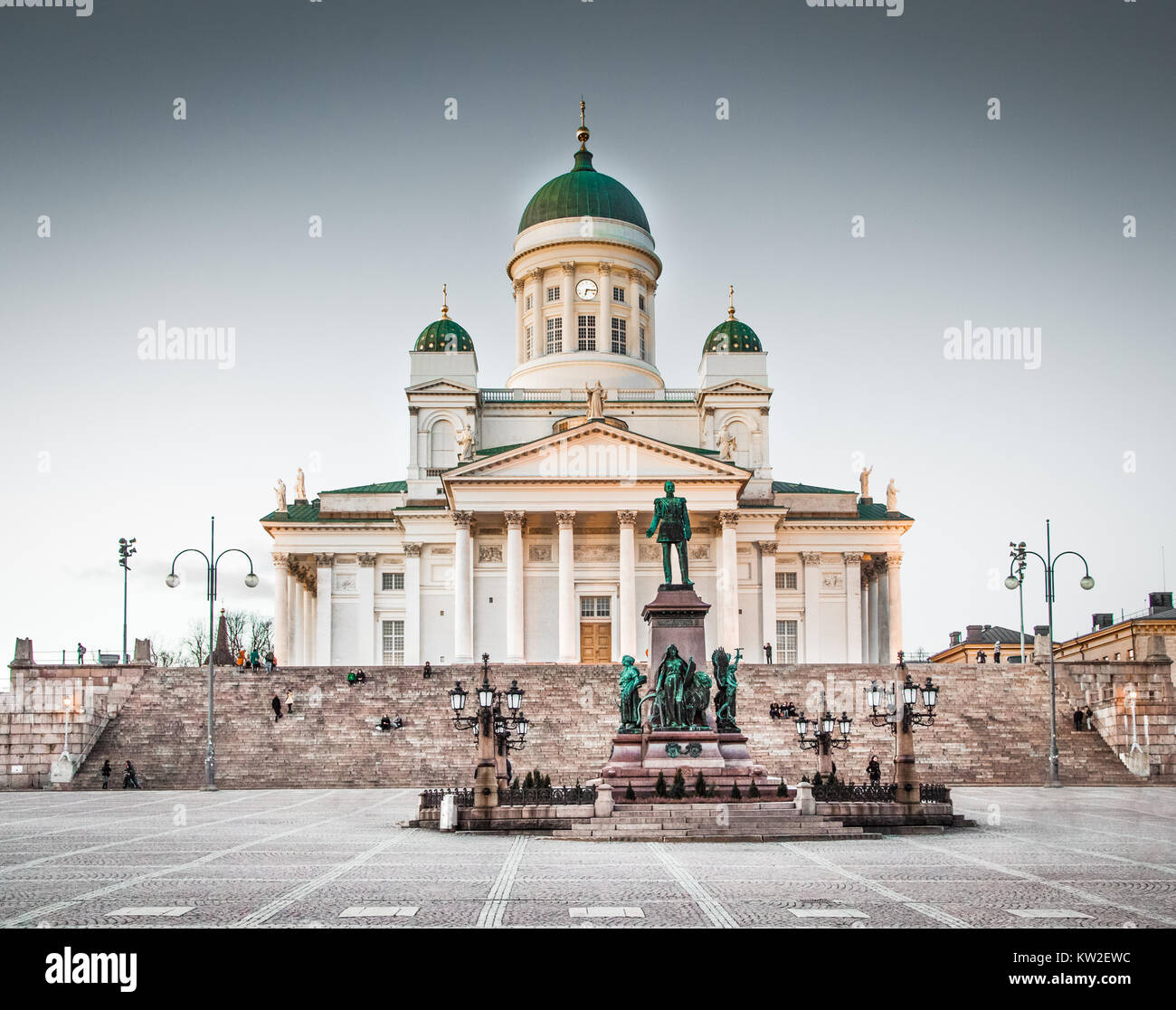 Beautiful view of famous Helsinki Cathedral in beautiful evening light, Helsinki, Finland Stock Photo