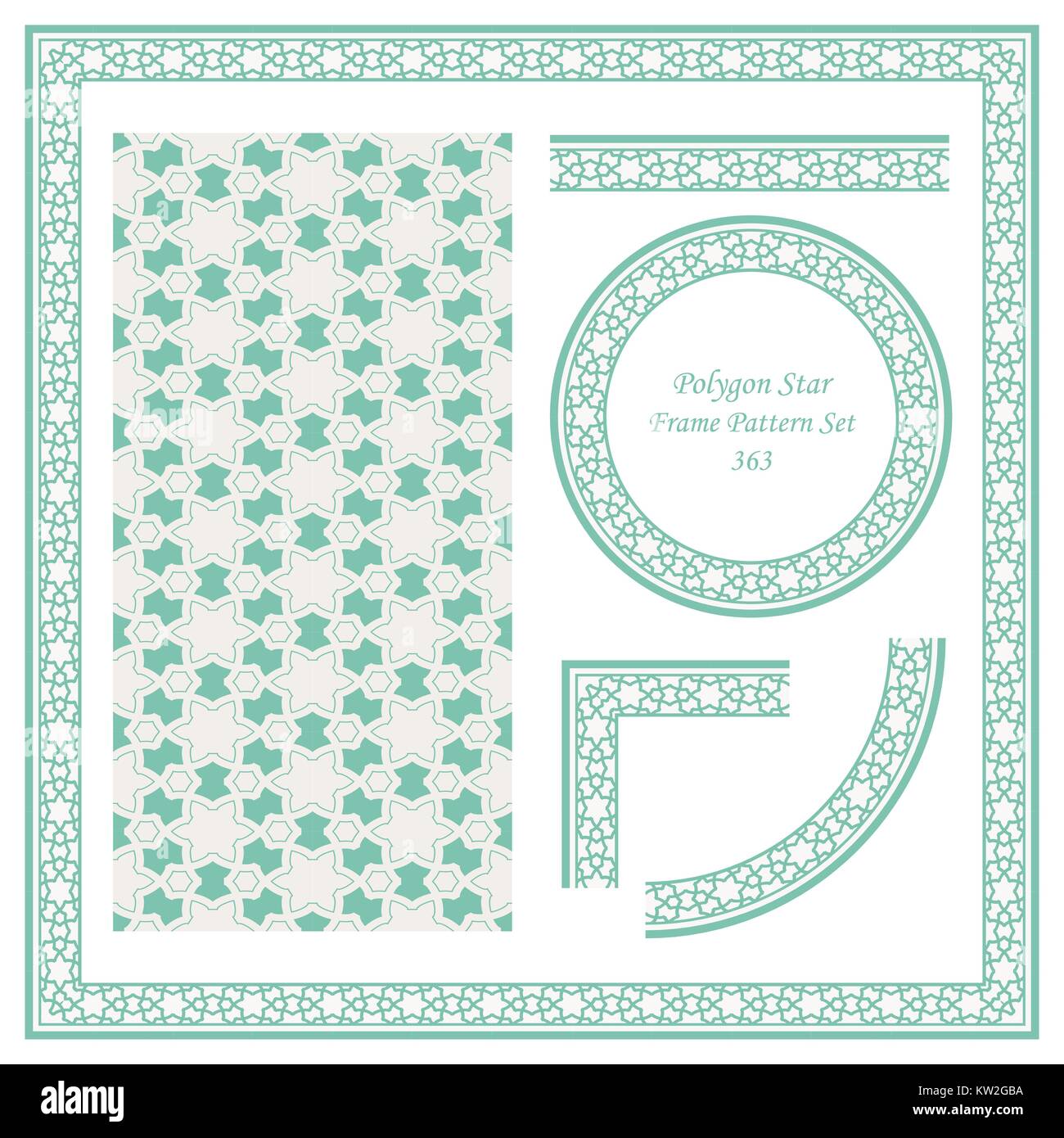 Islamic Vector Polygon Vintage Border Pattern of Islamic Polygon Star Cross Geometry Stock ...