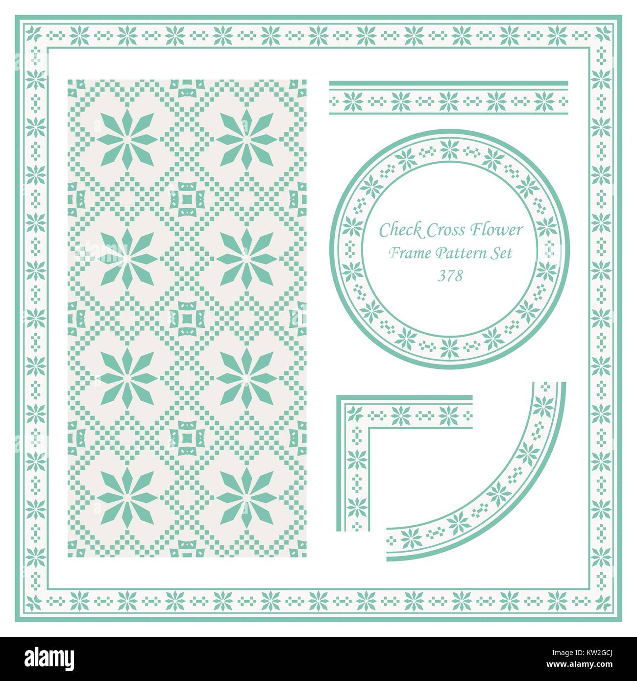 Vintage Border Pattern of Check Cross Square Flower Stock Vector Image ...