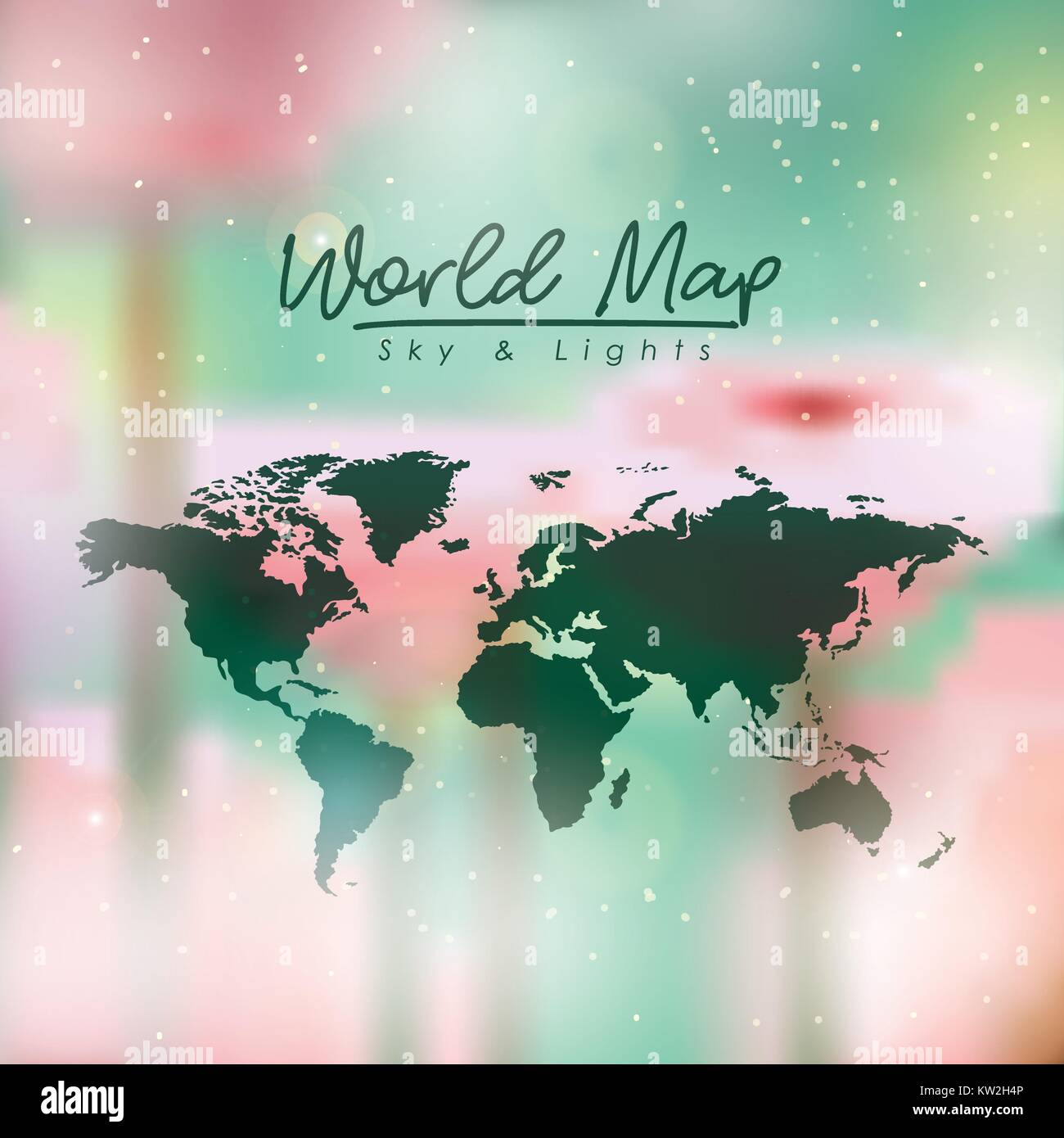 world map in green color and multicolor opacity background Stock Vector