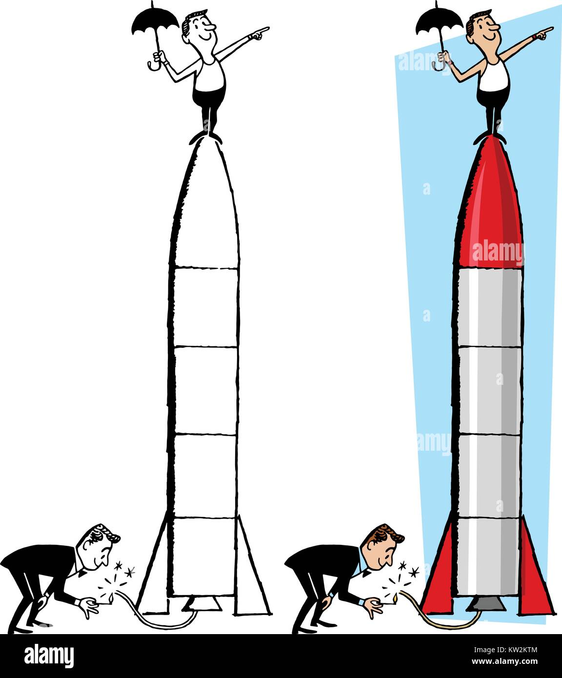 Balancing Rocket A stuntman balancing on top of a launching rocket Stock Vector Image ...