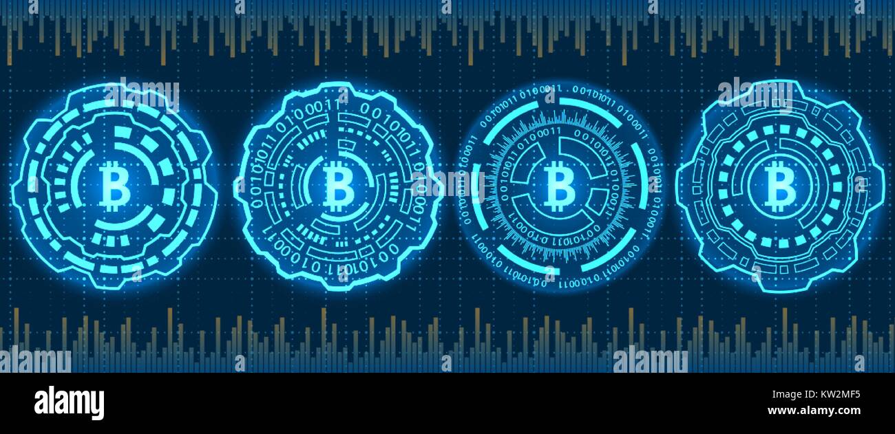 Mining Bitcoin Crypto Currency, BTC, Bit-coin. Futuristic Money.  Blockchain. Processing Binary Data Arrays Operation Stock Vector Image &  Art - Alamy