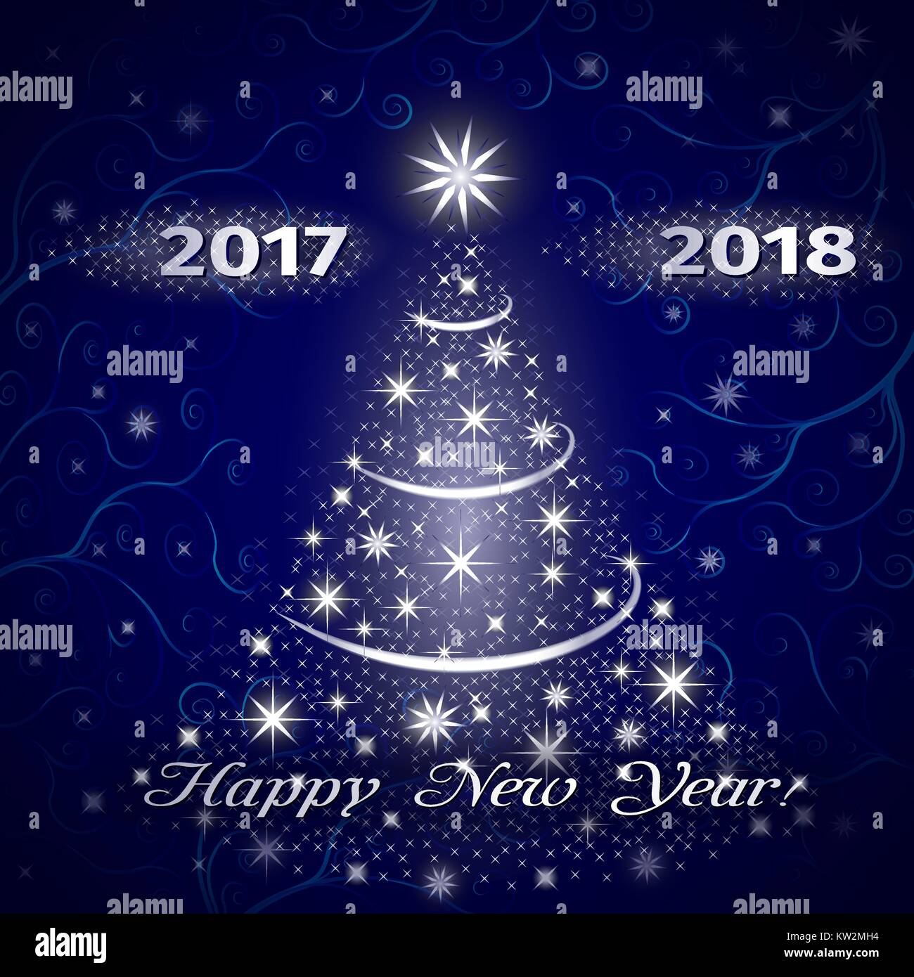 Happy New Year 2018 greeting card in blue Stock Vector