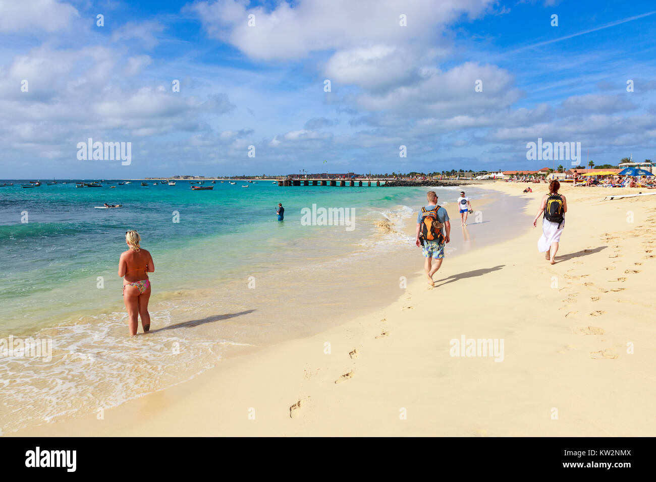 Ponta Sino beach at Santa Maria, Sal, Salina, Cape Verde, Africa Stock Photo