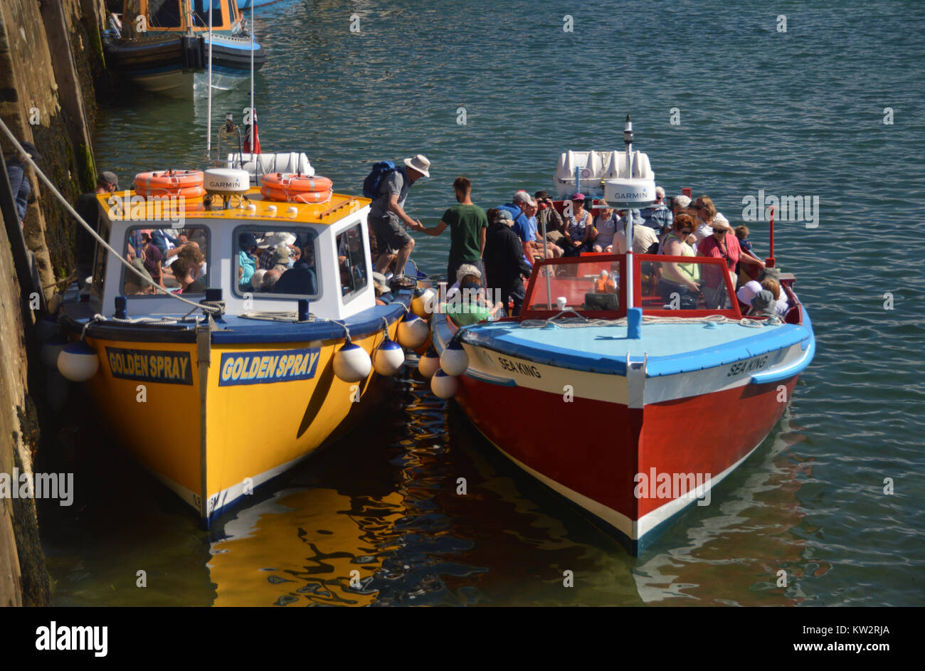 Tourists Boarding the IOS Ferries (Golden Spray & Sea King) on Hugh Town Harbour in St Marys