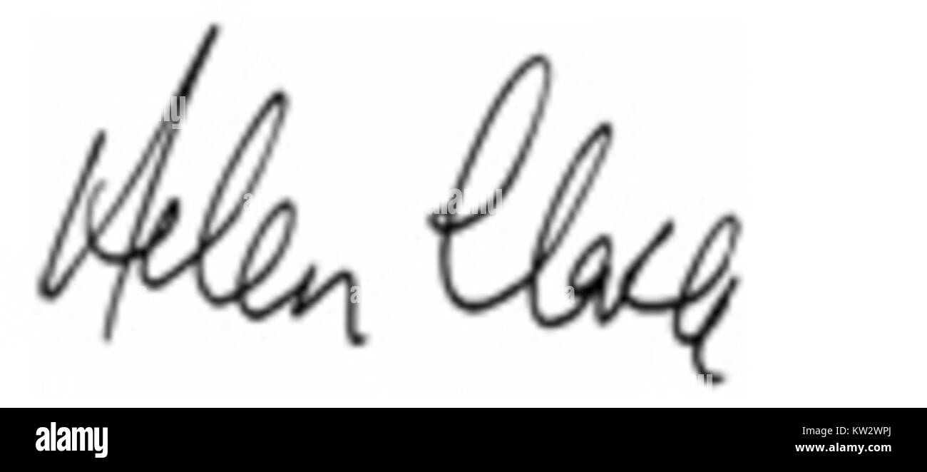 Signature Helen Clark Stock Photo