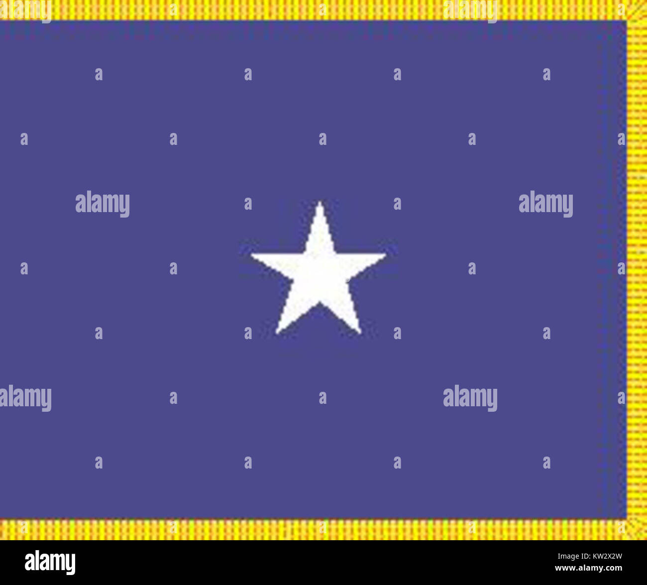 The USAF (United States Air Force) one-star flag symbolizes the rank of brigadier general. It is part of the insignia used to denote this military rank within the Air Force. Stock Photo