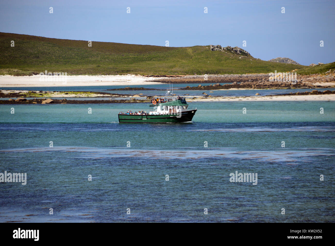 The IOS Ferry (Meridian) Sailing in Between the Islands of Bryher and