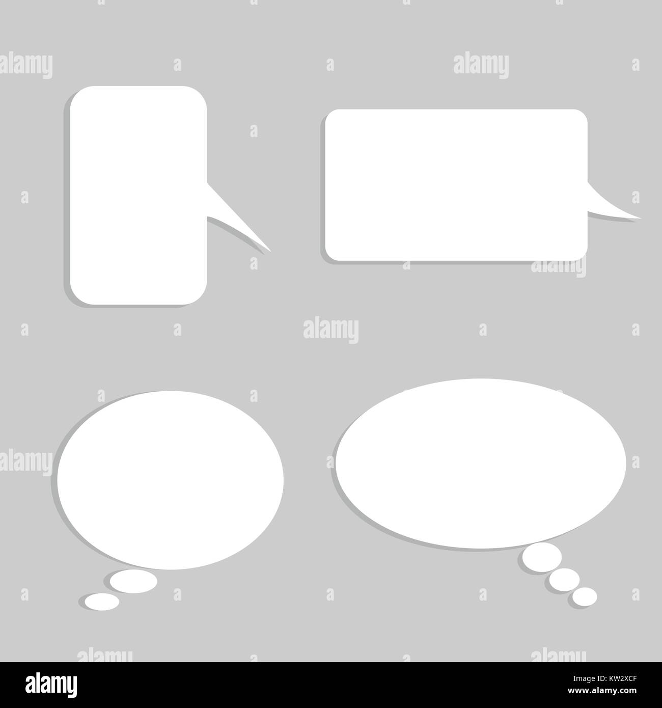 Vector set of stickers of speech bubbles. Blank empty white speech ...