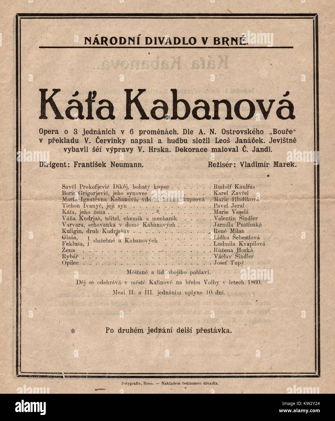 Katia Kabanova premiere poster Stock Photo
