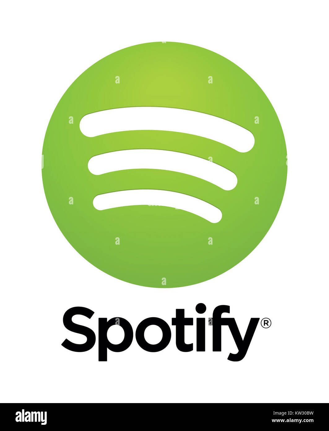 Spotify logo vertical white Stock Photo