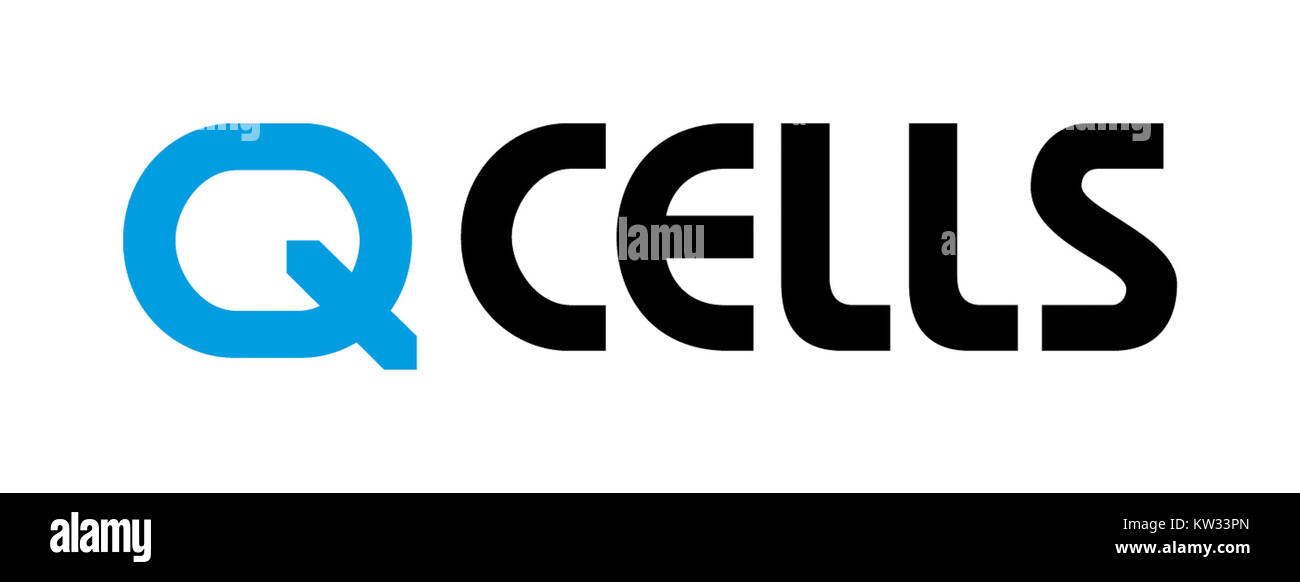 Q CELLS is a prominent global solar energy company. The PM logo represents their brand and commitment to sustainable energy solutions and innovative solar technologies. Stock Photo