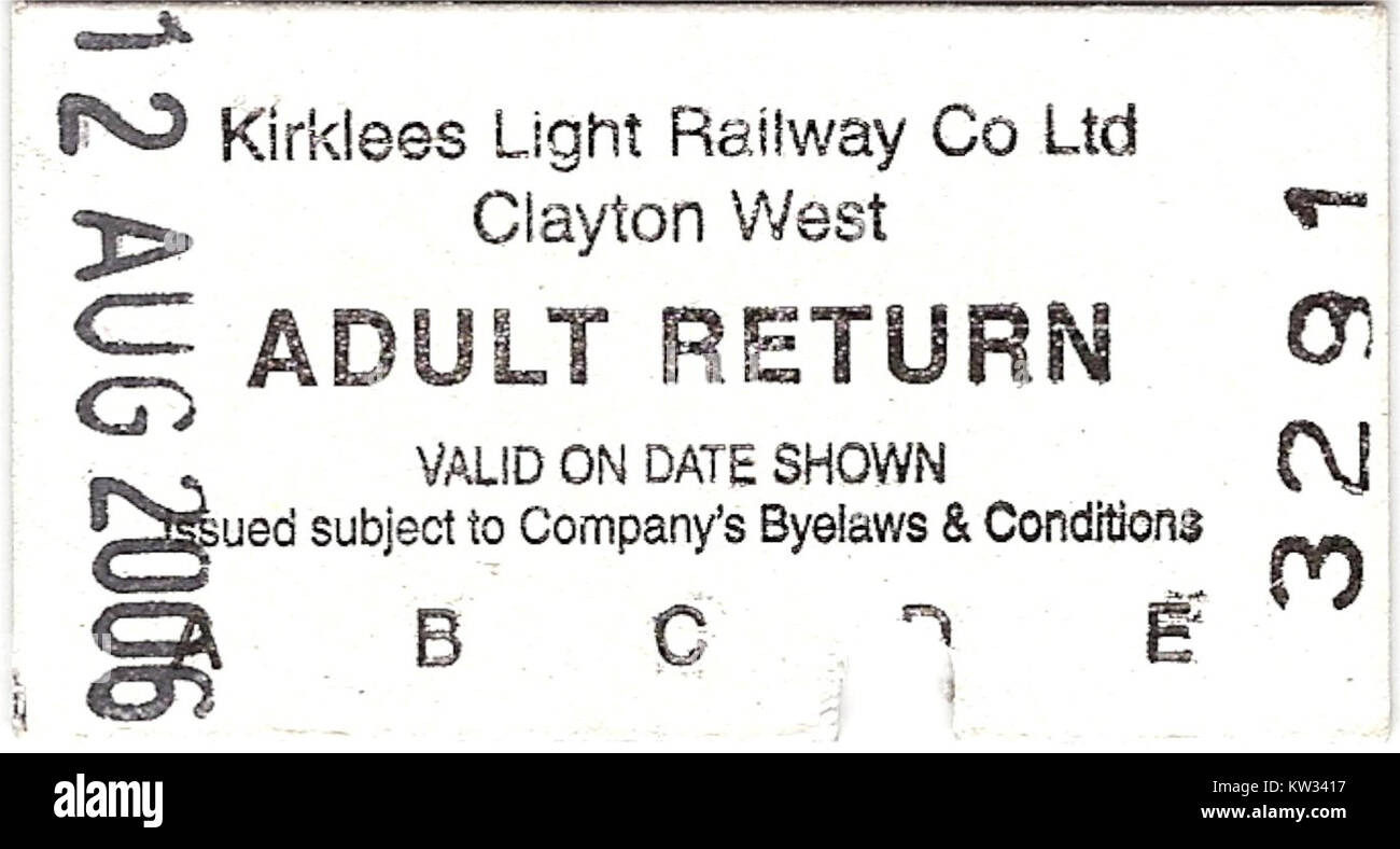 Kirklees Light Railway   Adult return ticket Stock Photo