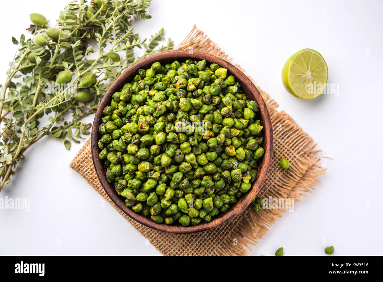 Roasted fresh Green Chickpeas or Chick Peas or harbara in hindi also