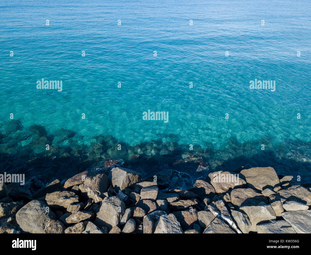 Aerial view of rocks on the sea. Overview of the seabed seen from above, transparent water Stock ...