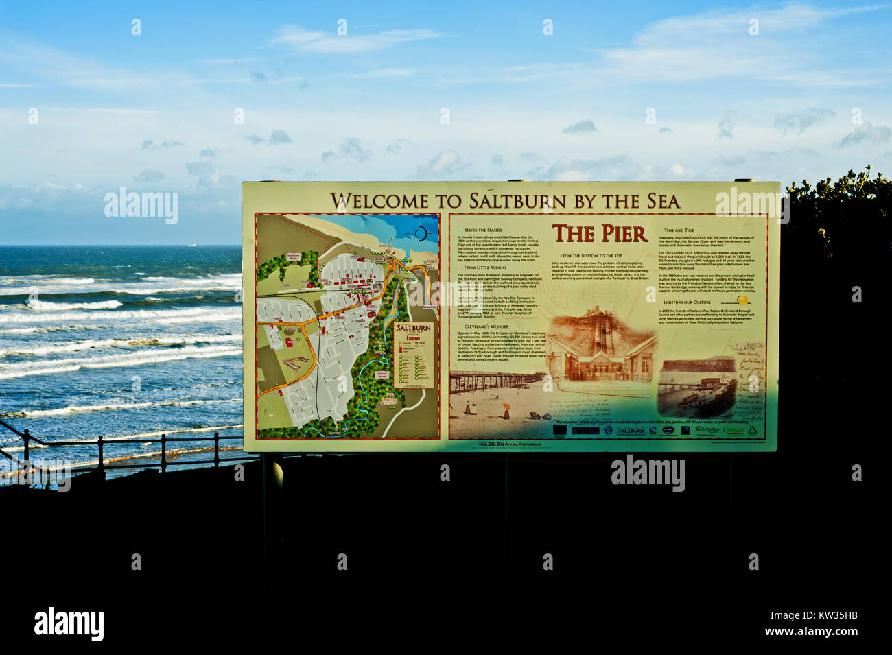 tourist information board, Saltburn by the sea, Saltburn, North Yorkshire Stock Photo