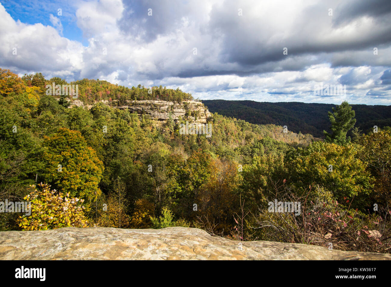 Kentucky Mountain Panorama. Overlook view from the Red River Gorge in the Daniel Boone National Forest in Slade, Kentucky. Stock Photo