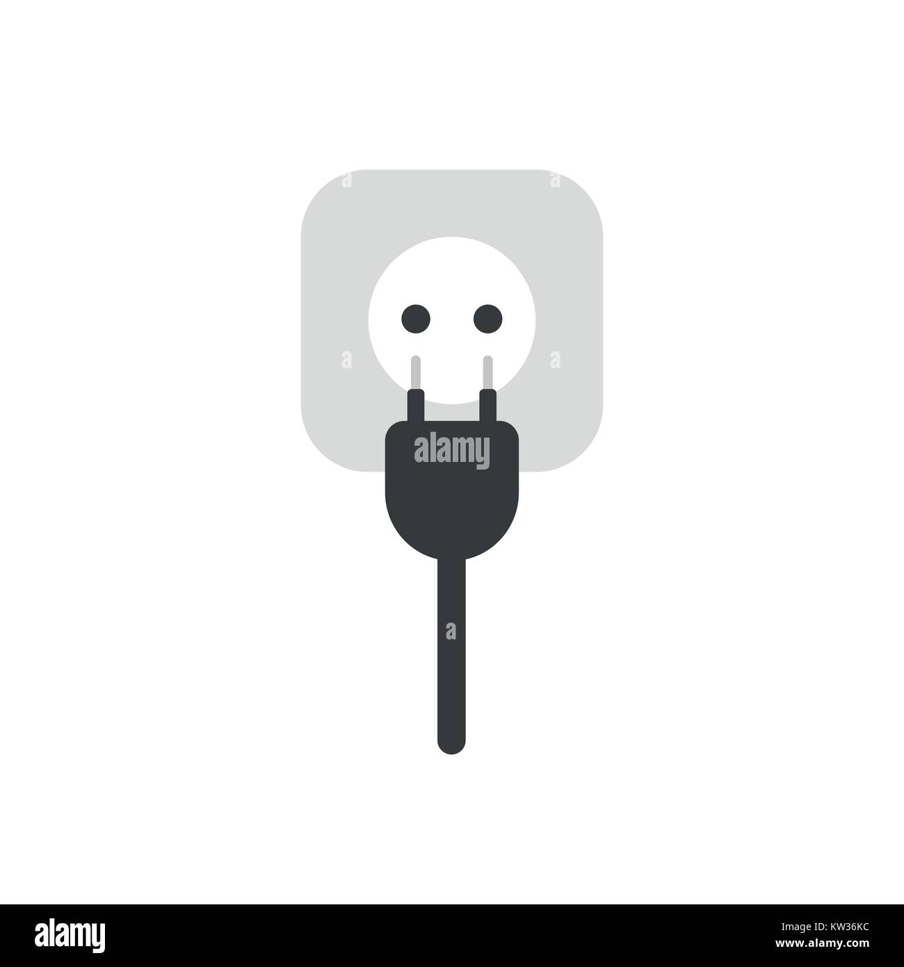 Flat design vector illustration concept of electrical plug with cable