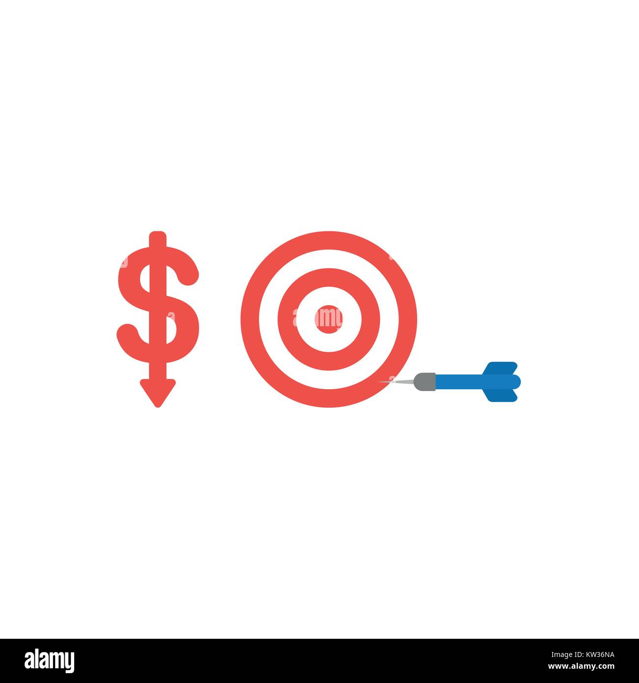 Flat design vector illustration concept of red dollar money symbol icon ...