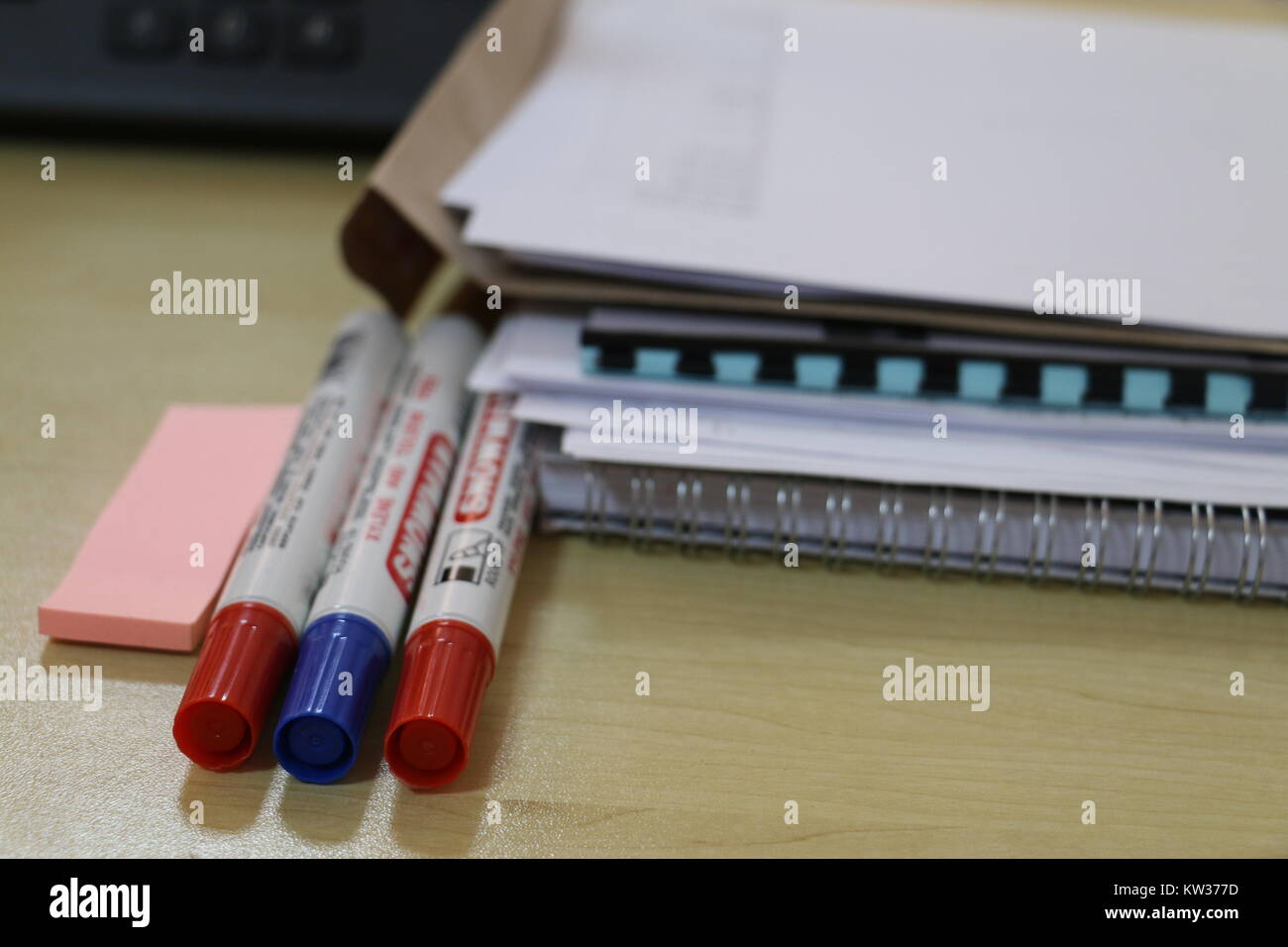 Table with books and pens hires stock photography and images Alamy