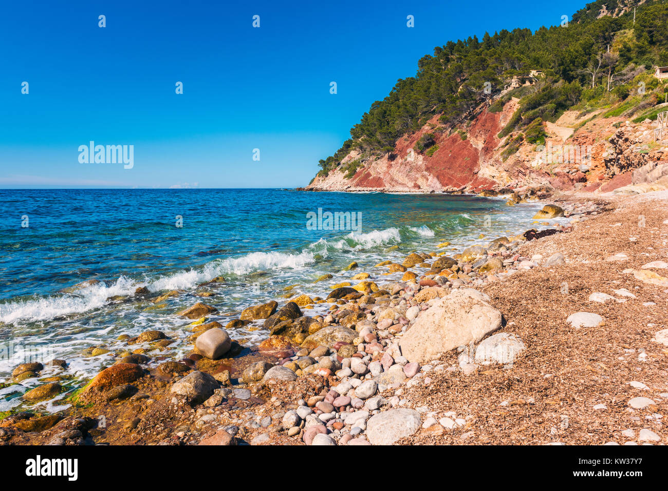 Beach in Port de Valldemossa Mallorca Spain Stock Photo